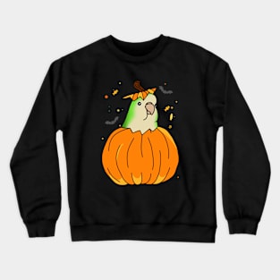 Halloween Green Monk Parakit Pumpkin Hat Crewneck Sweatshirt